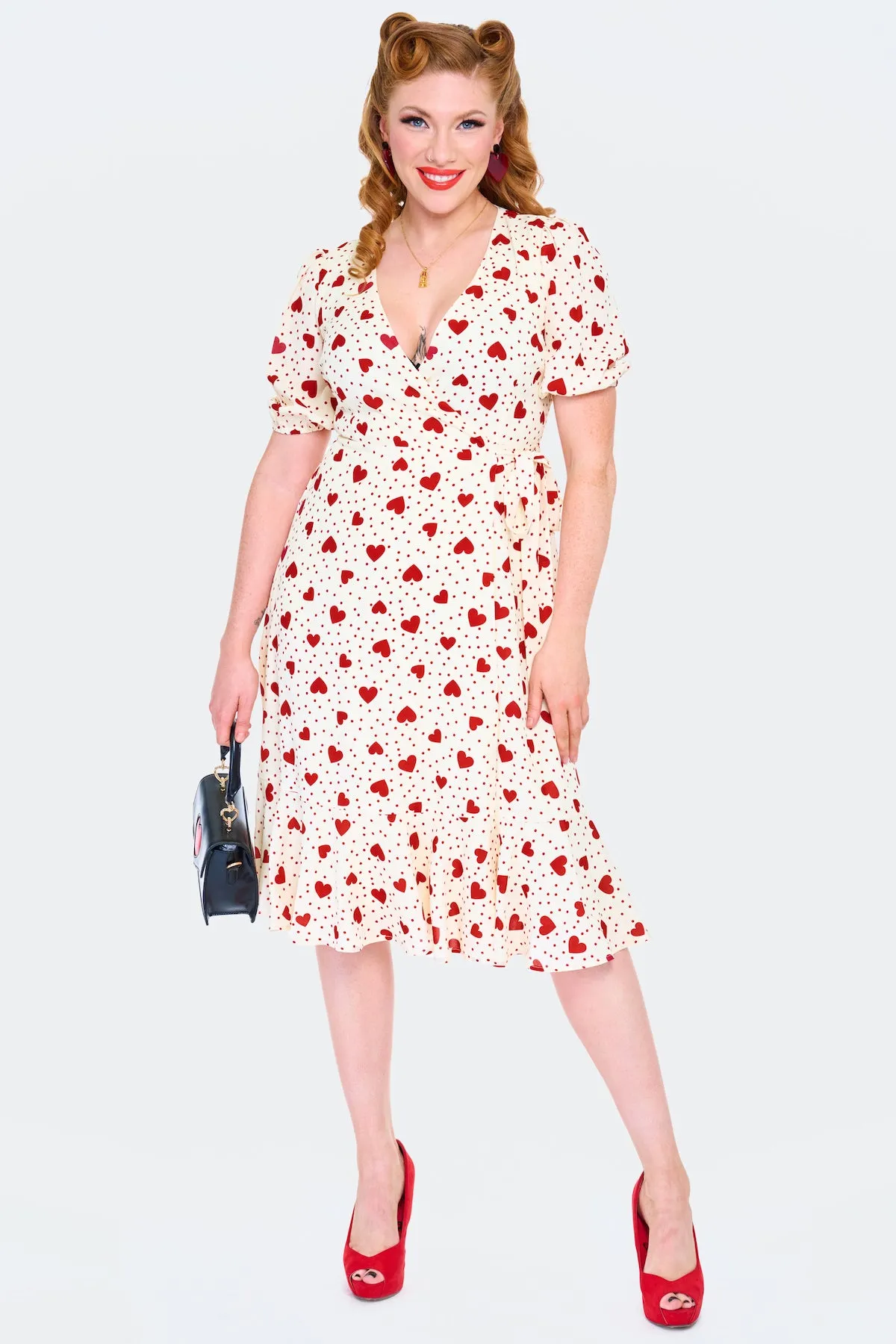 Heart & Dot Wrap Dress by Voodoo Vixen