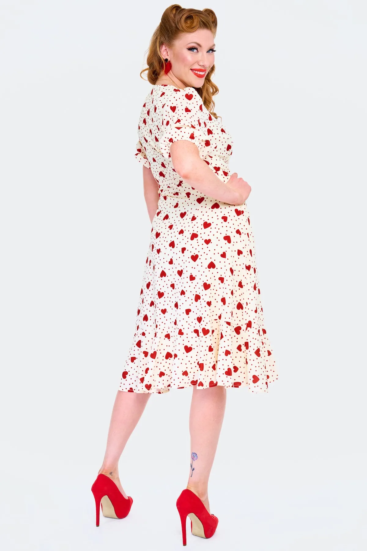 Heart & Dot Wrap Dress by Voodoo Vixen