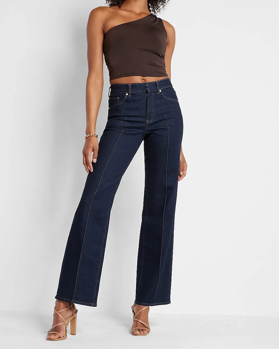 High Waisted Rinse Wide Leg Jeans in Dark Wash