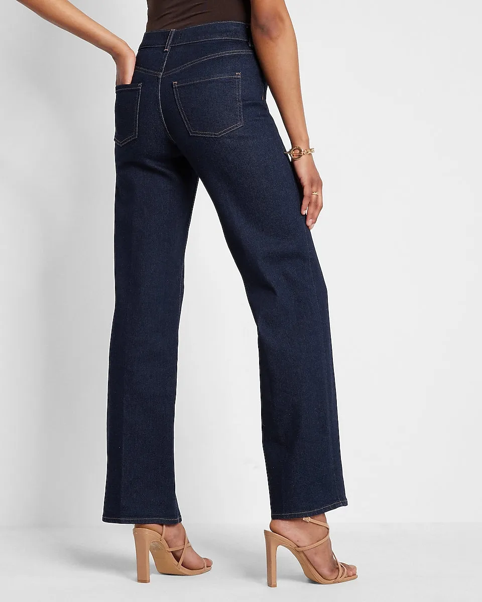 High Waisted Rinse Wide Leg Jeans in Dark Wash