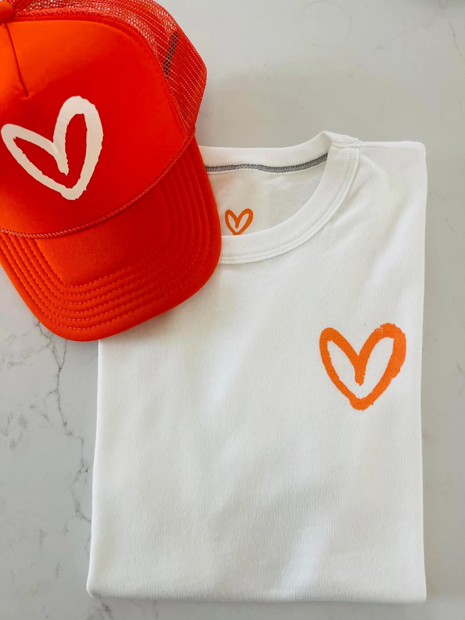 Imperfect Heart Tee - White/Orange