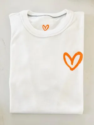 Imperfect Heart Tee - White/Orange