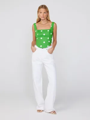 Ines Green Polka Dot Top