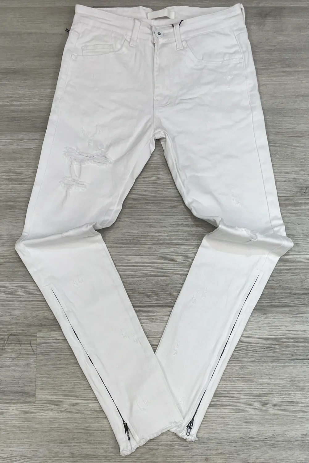 KDNK - ankle zippered skinny flare jeans (white)