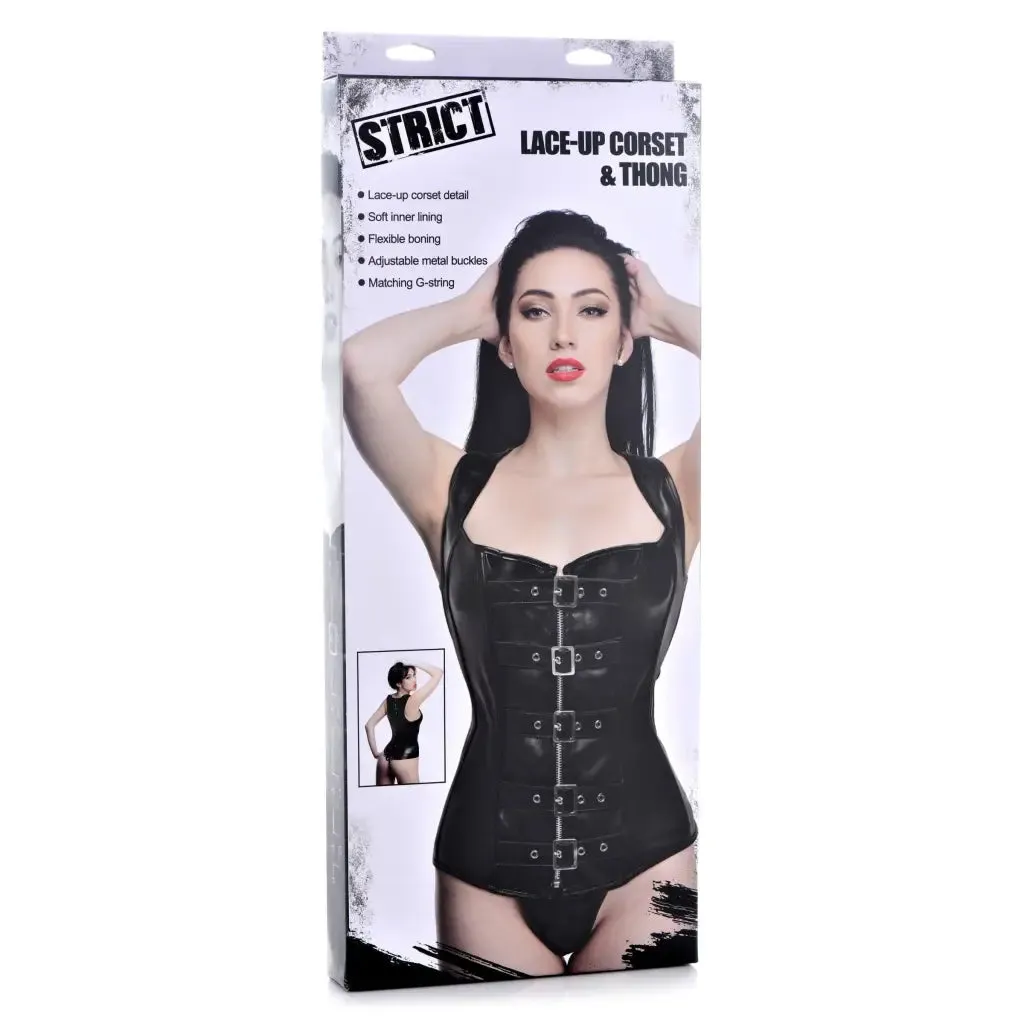 Lace-up Corset And Thong