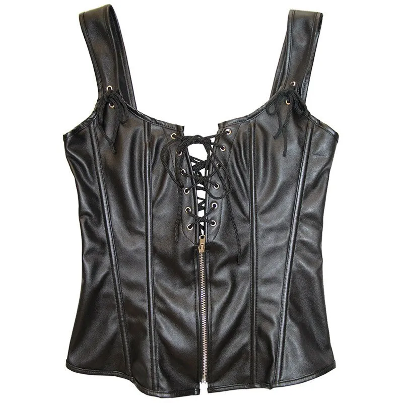 Lace Up Leather Corset Vest