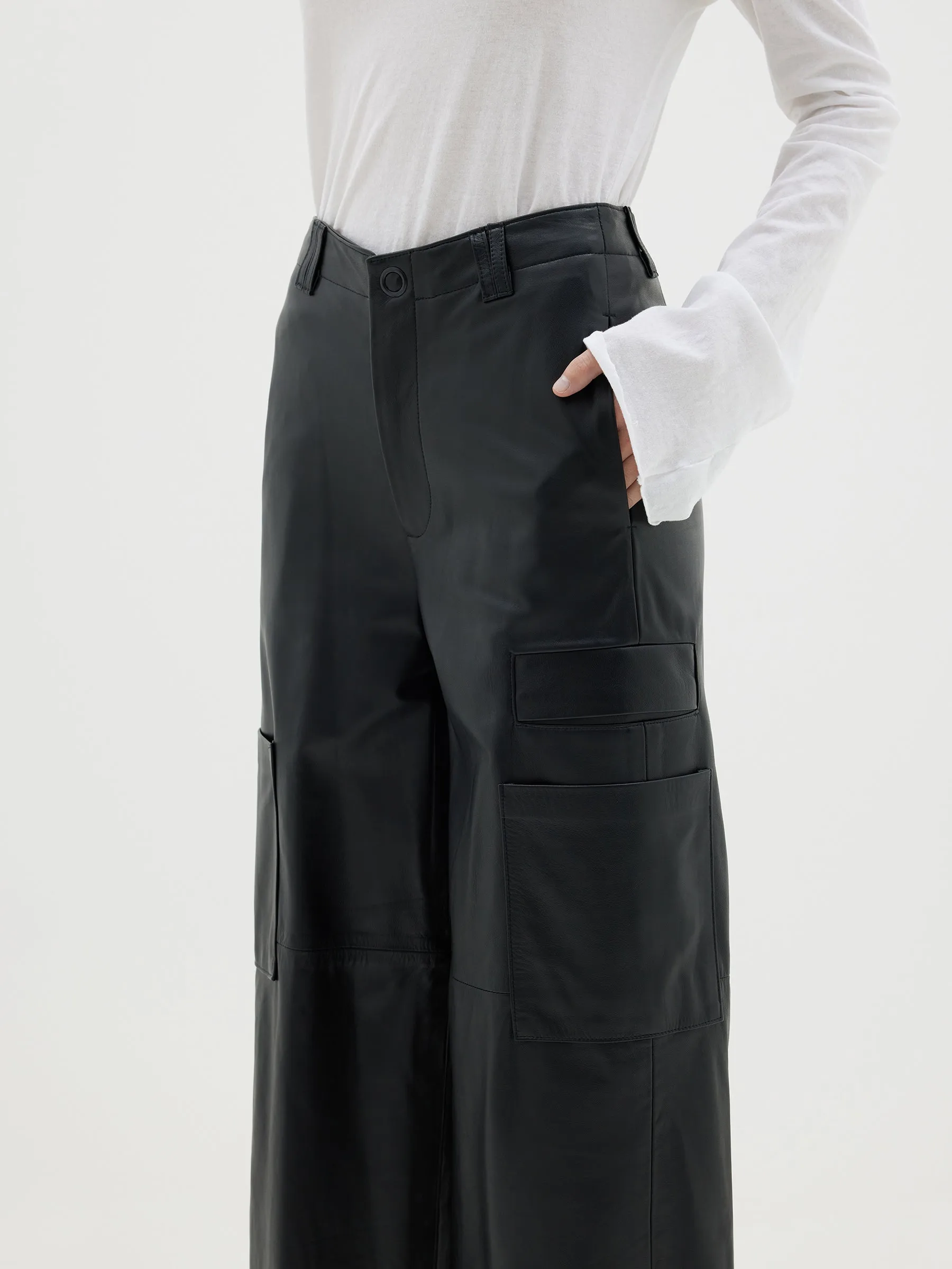 leather wide leg pant