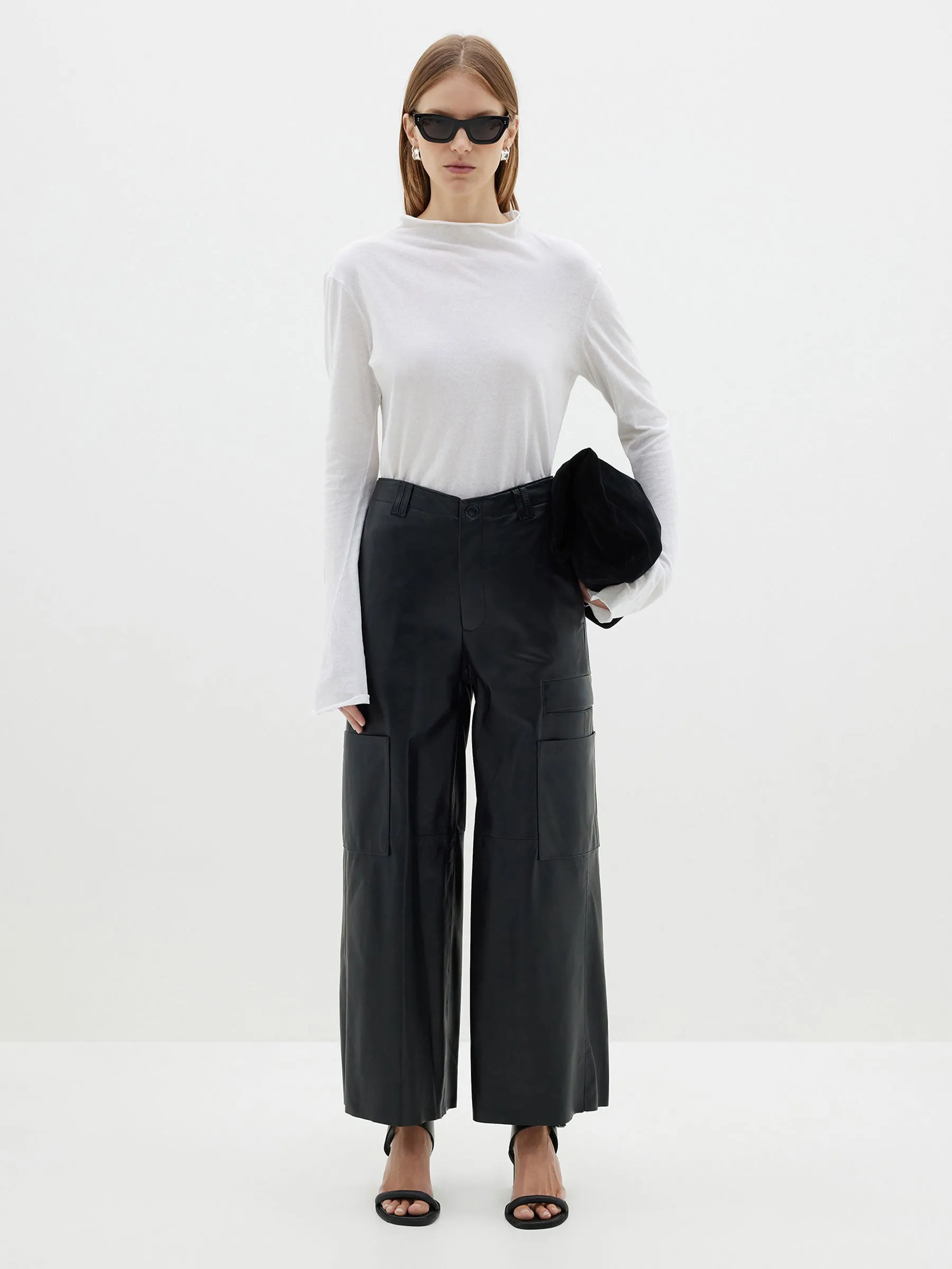 leather wide leg pant