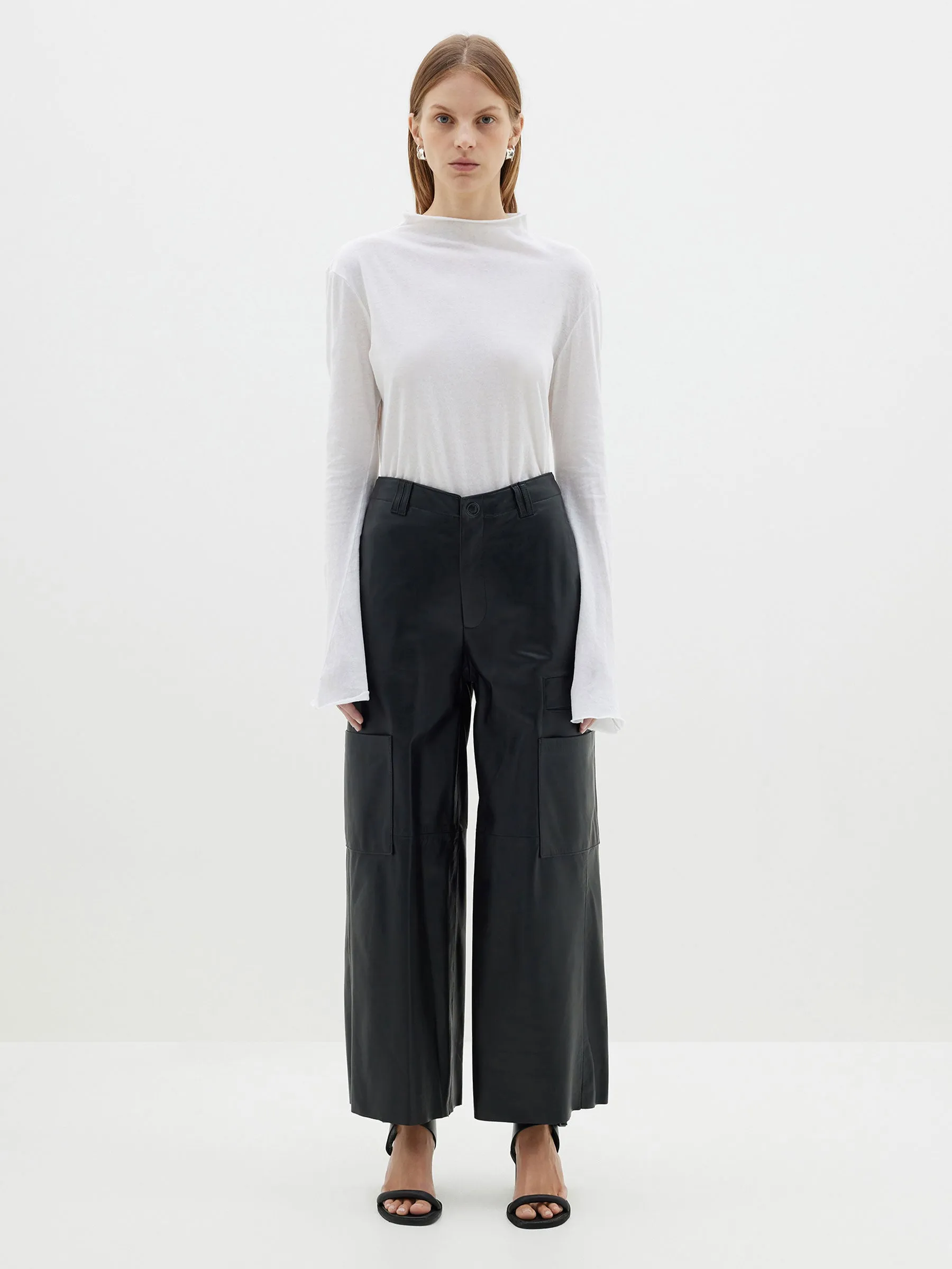 leather wide leg pant