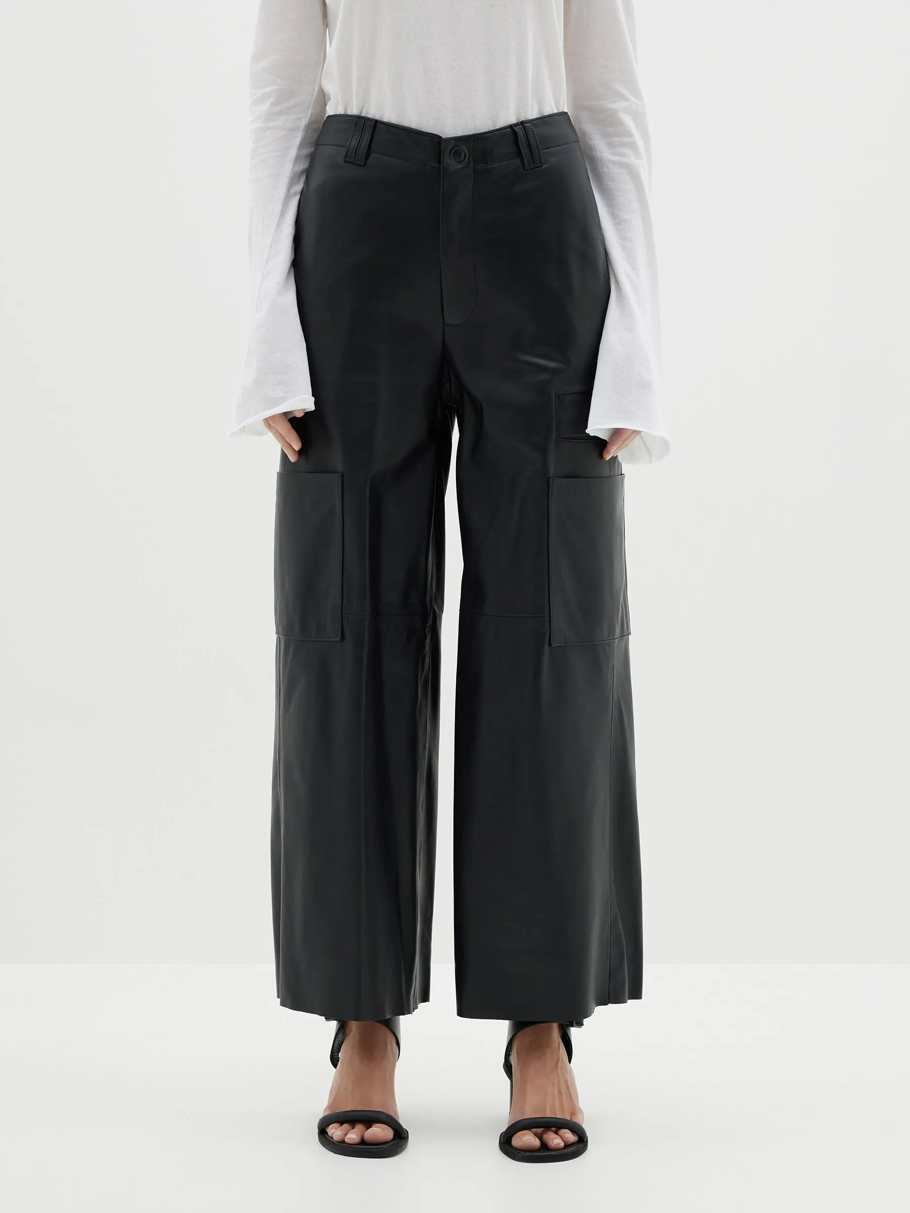 leather wide leg pant