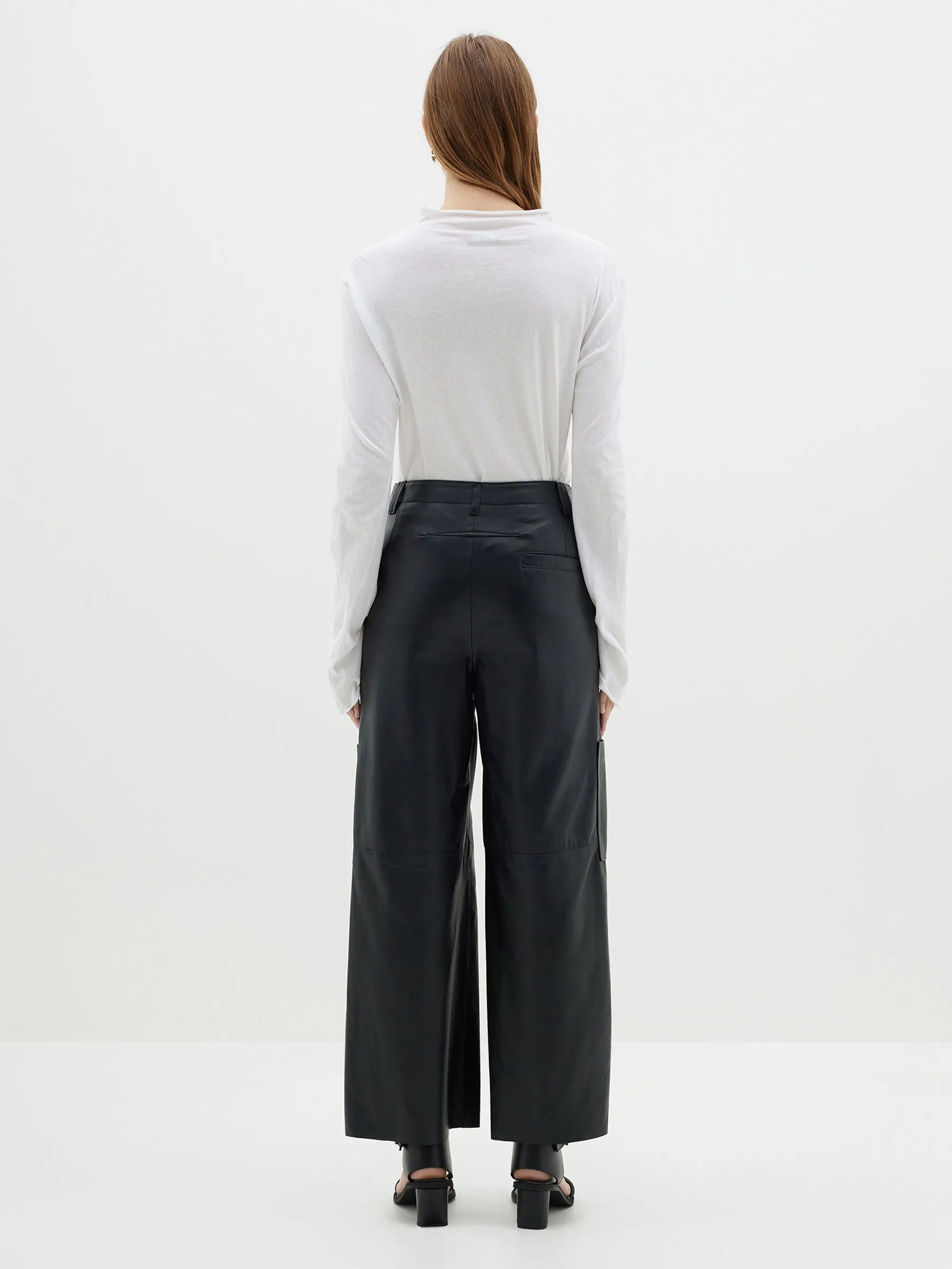 leather wide leg pant