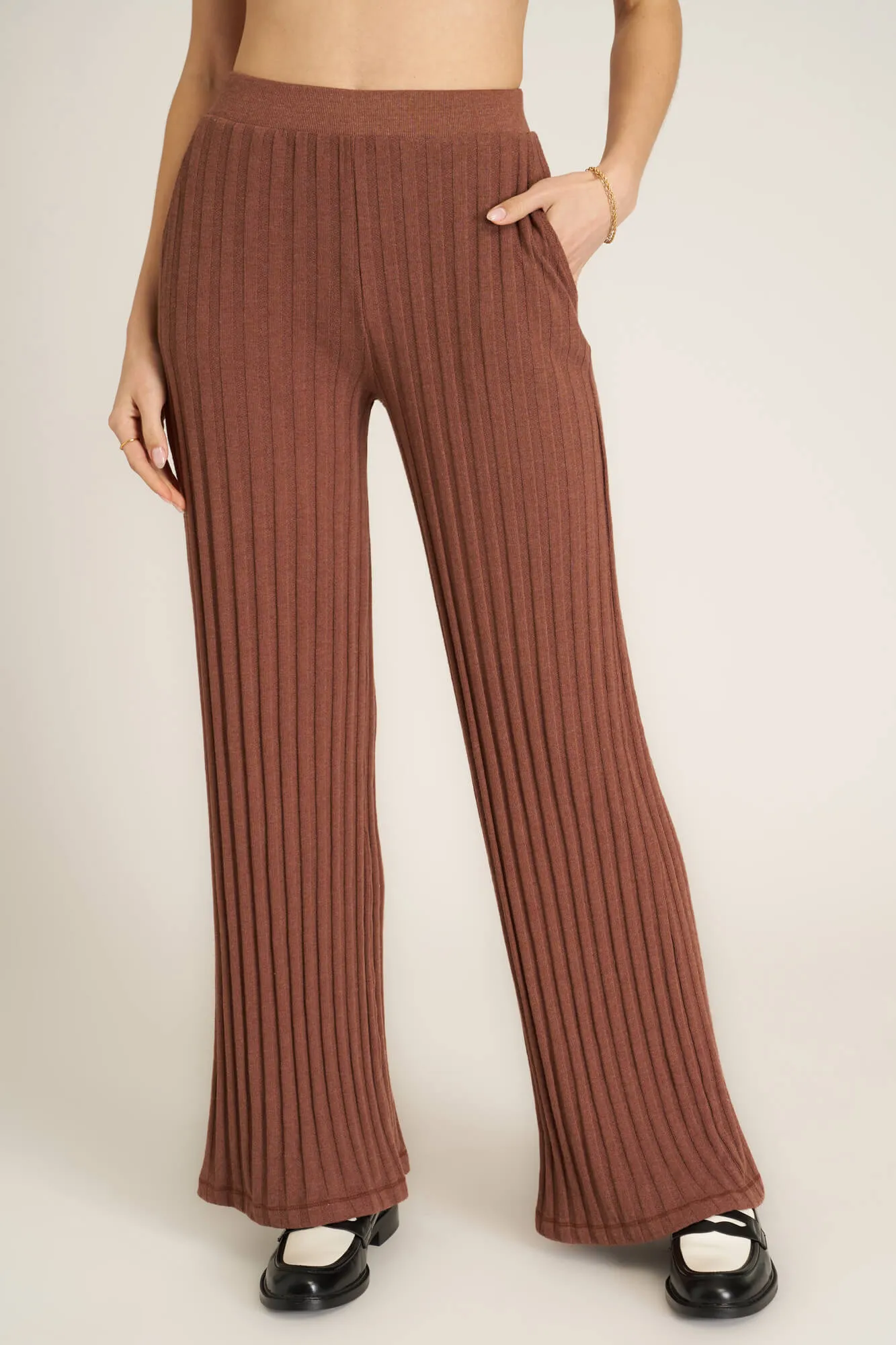 Lights Out Rib Pant - Russet Brown