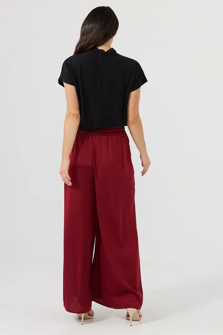 Liza Pants in Cabernet Satin