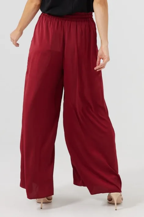 Liza Pants in Cabernet Satin