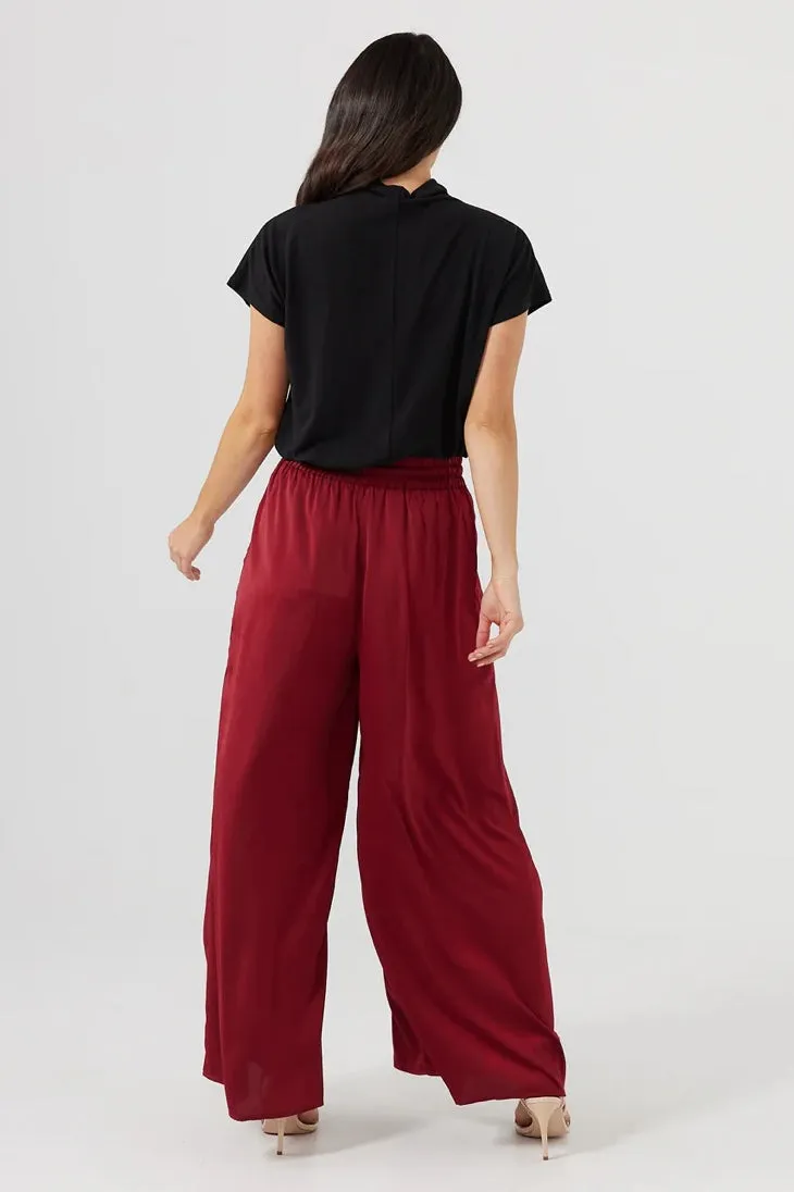 Liza Pants in Cabernet Satin