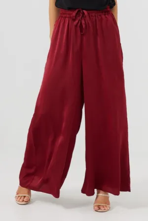 Liza Pants in Cabernet Satin