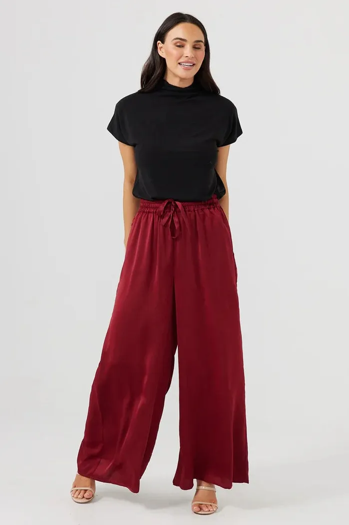 Liza Pants in Cabernet Satin