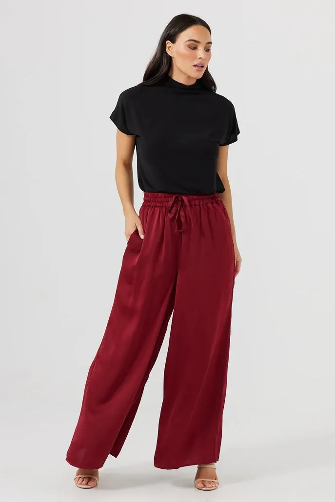 Liza Pants in Cabernet Satin