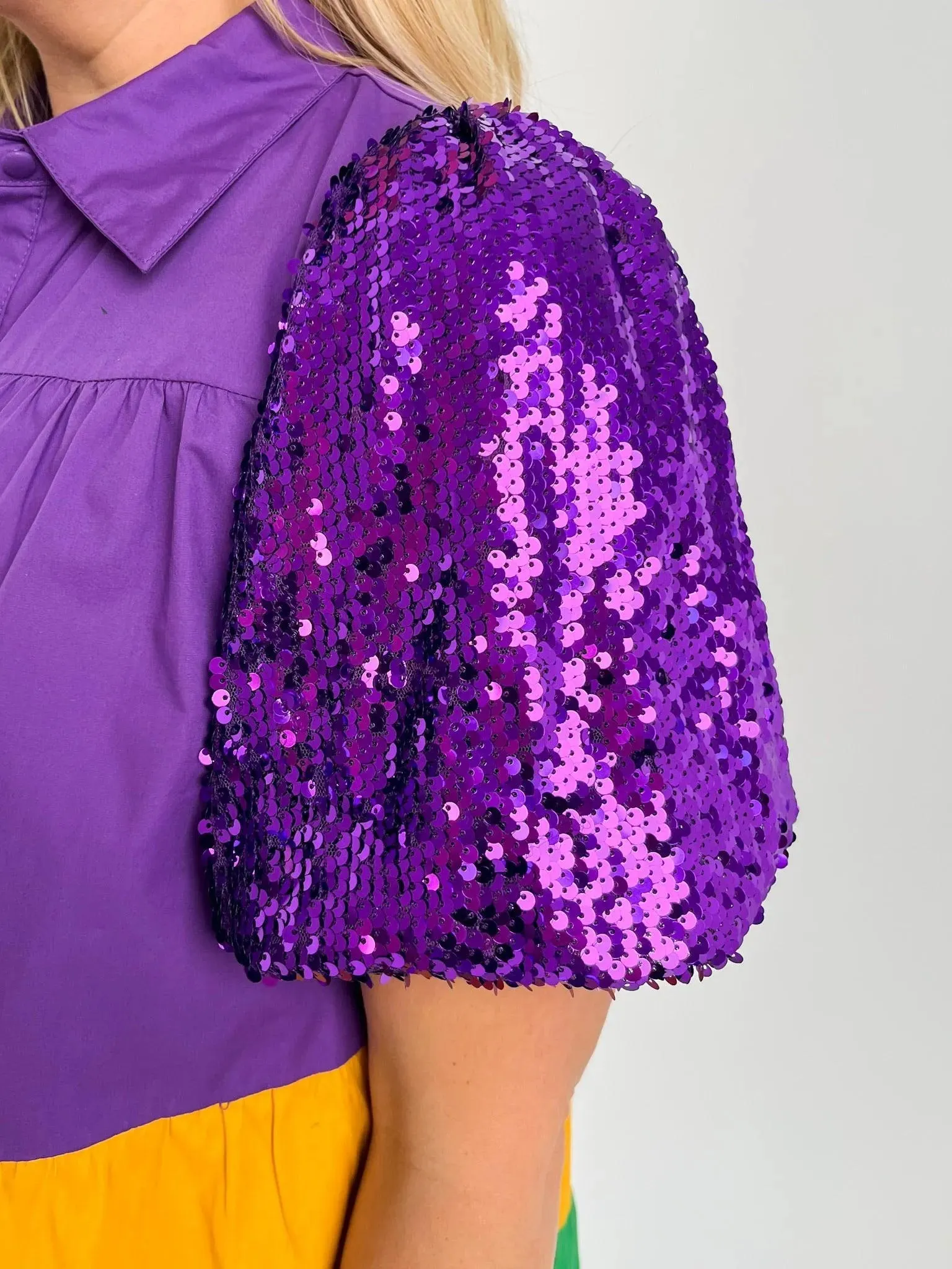 Mardi Gras Sequin Sleeve Dress