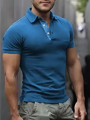 Men’s Solid Color Lapel Short Sleeve POLO Shirt