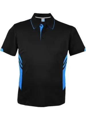 Mens Tasman Polo Black/Cyan