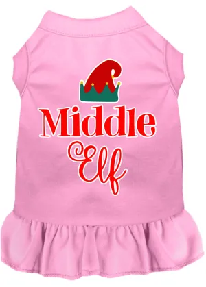 Middle Elf Screen Print Dog Dress Light Pink Lg