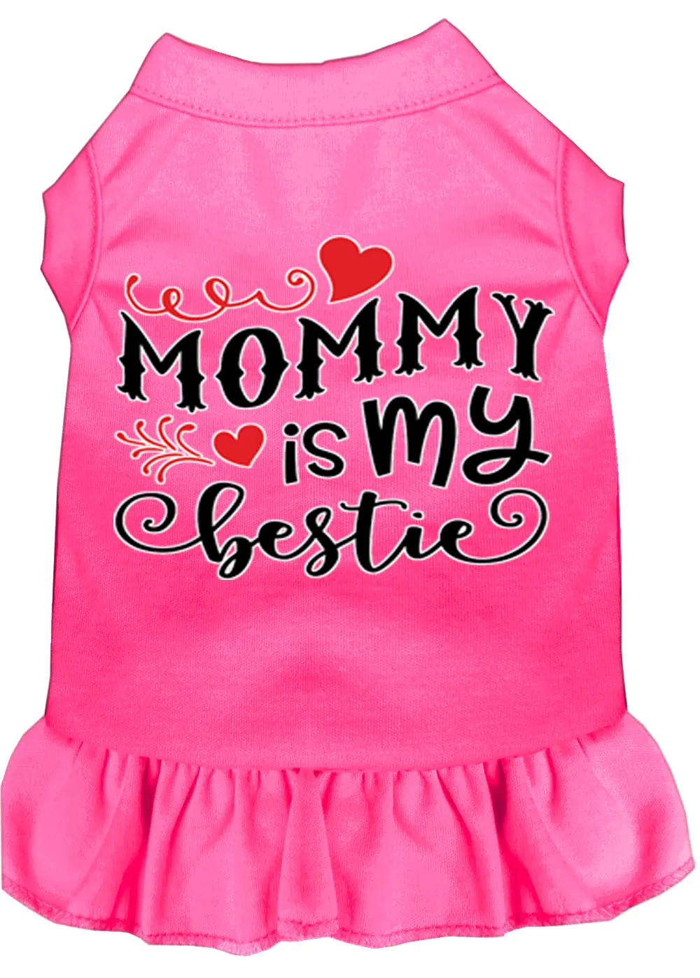 Mommy Is My Bestie Screen Print Dog Dress Bright Pink Xxxl (20)