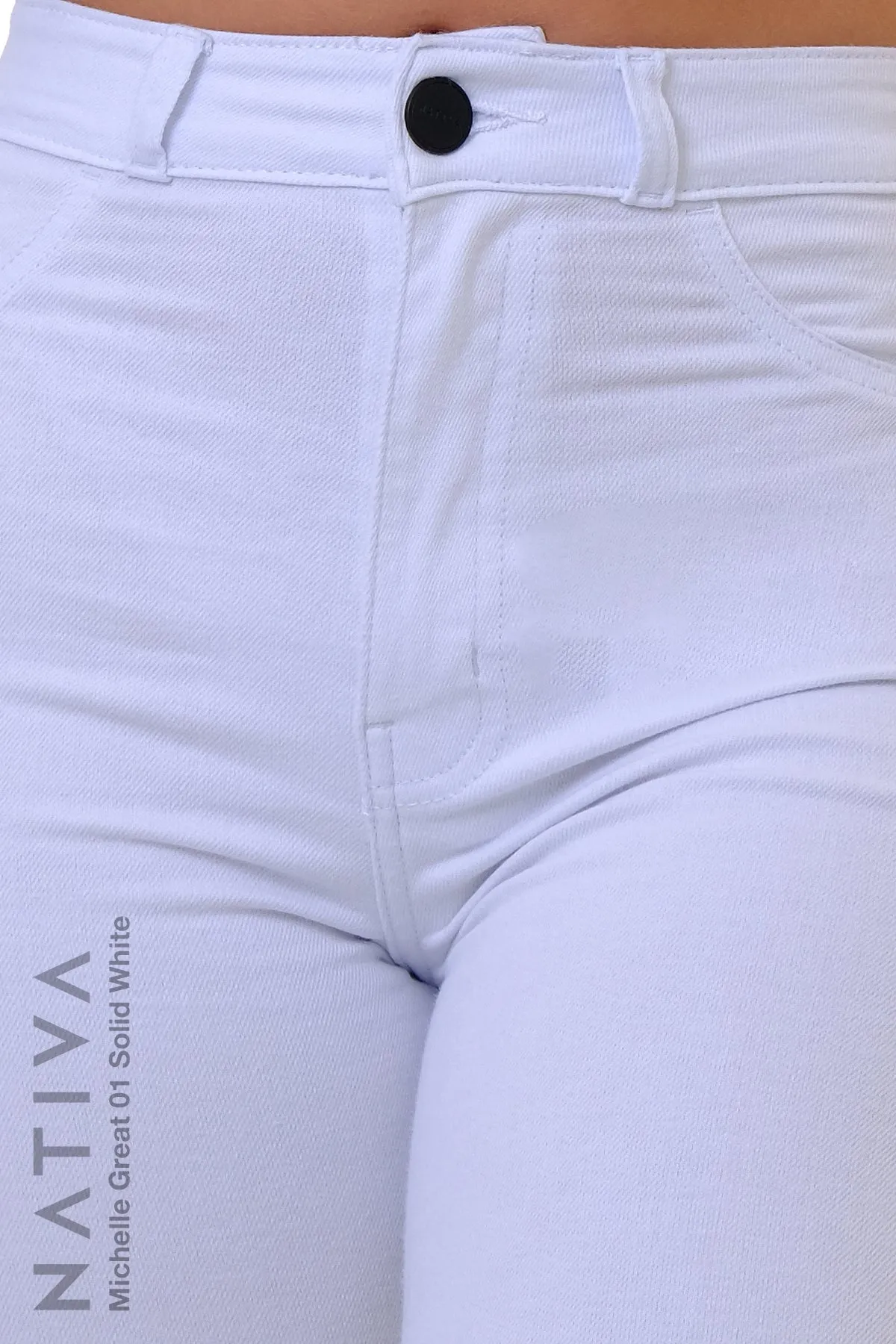 NATIVA, STRETCH JEANS. MICHELLE GREAT 01 WHITE, High Shaping Capacity, All-Season Wear, Hi-Rise Super Skinny Jeans