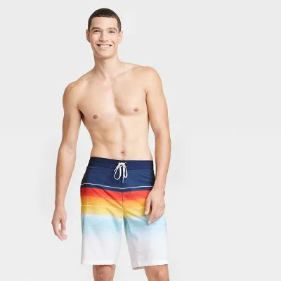 New - Men's 10" Sunset Striped Swim Shorts - Goodfellow & Co