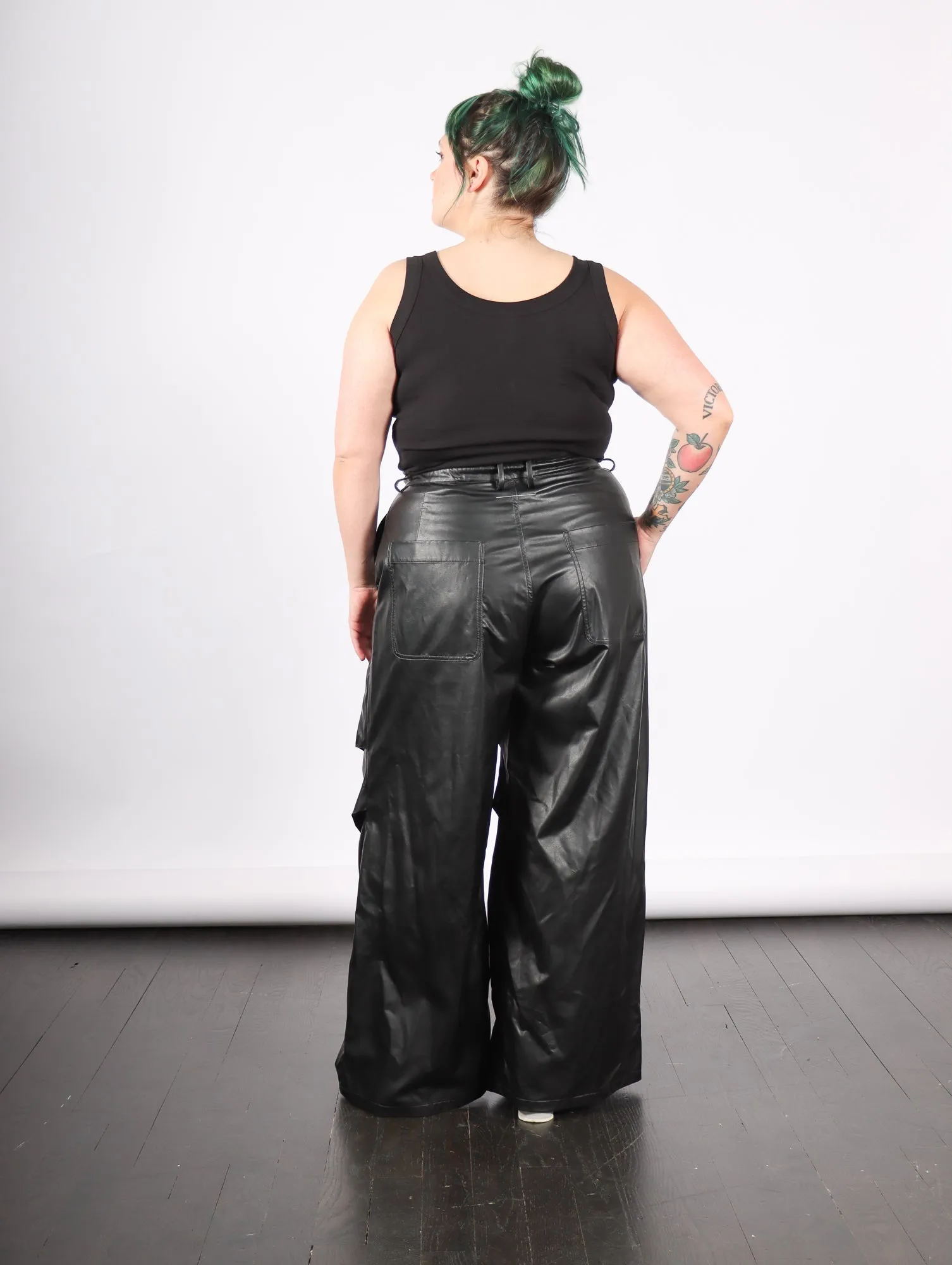 Pants in Black Faux Leather by MM6 Maison Margiela