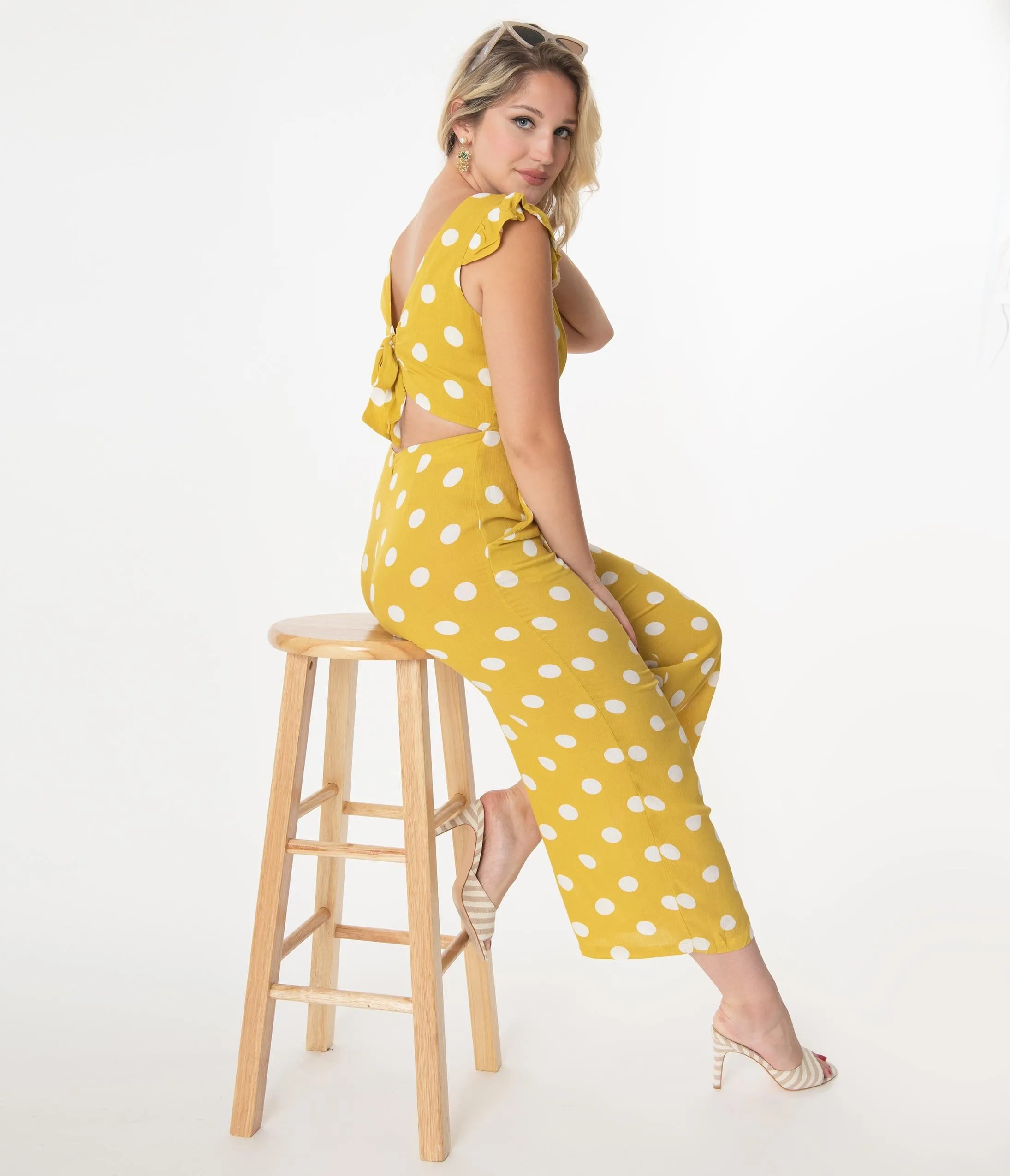 Pear Yellow & White Polka Dot Jumpsuit