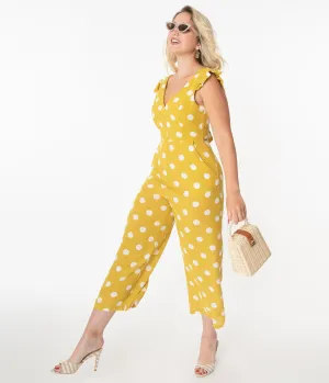 Pear Yellow & White Polka Dot Jumpsuit