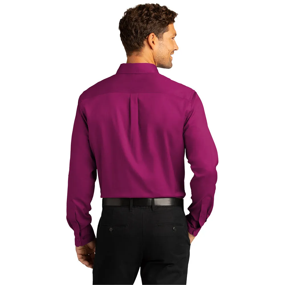 Port Authority® Long Sleeve SuperPro React™ Twill Shirt - Wild Berry