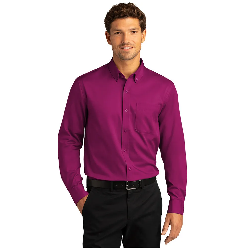 Port Authority® Long Sleeve SuperPro React™ Twill Shirt - Wild Berry