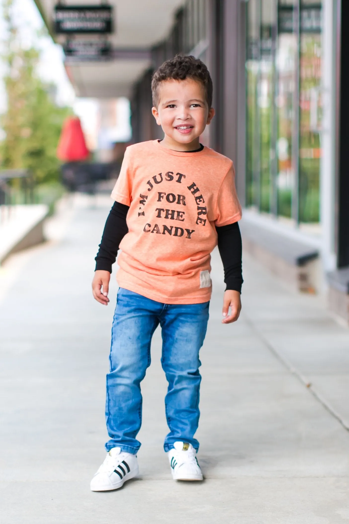 Retro Brand - I'm Just Here for the Candy Tee in Heather Orange