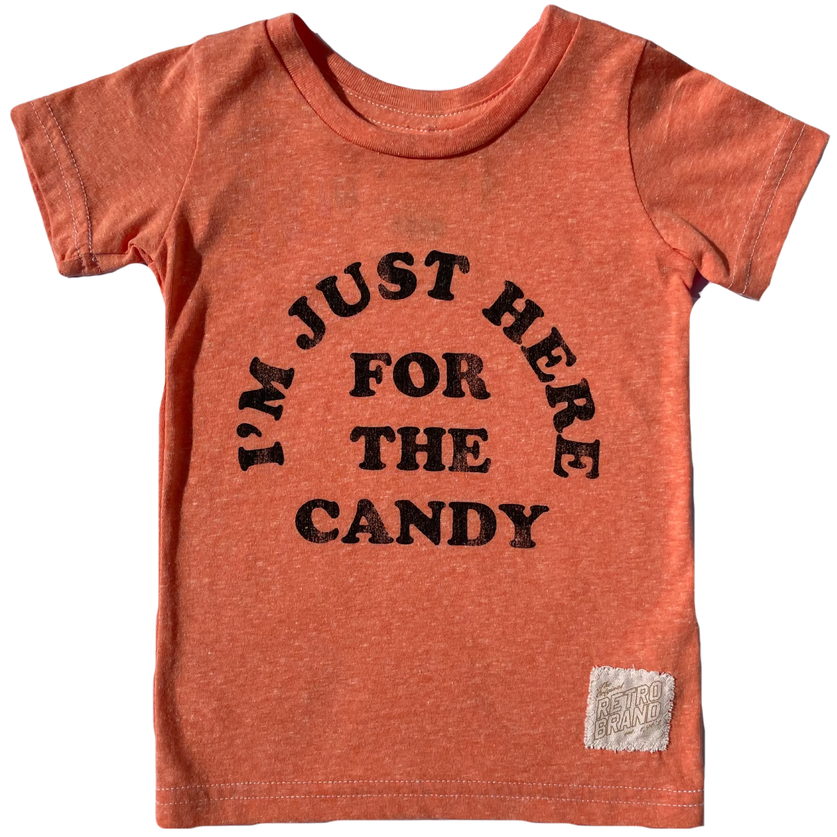 Retro Brand - I'm Just Here for the Candy Tee in Heather Orange