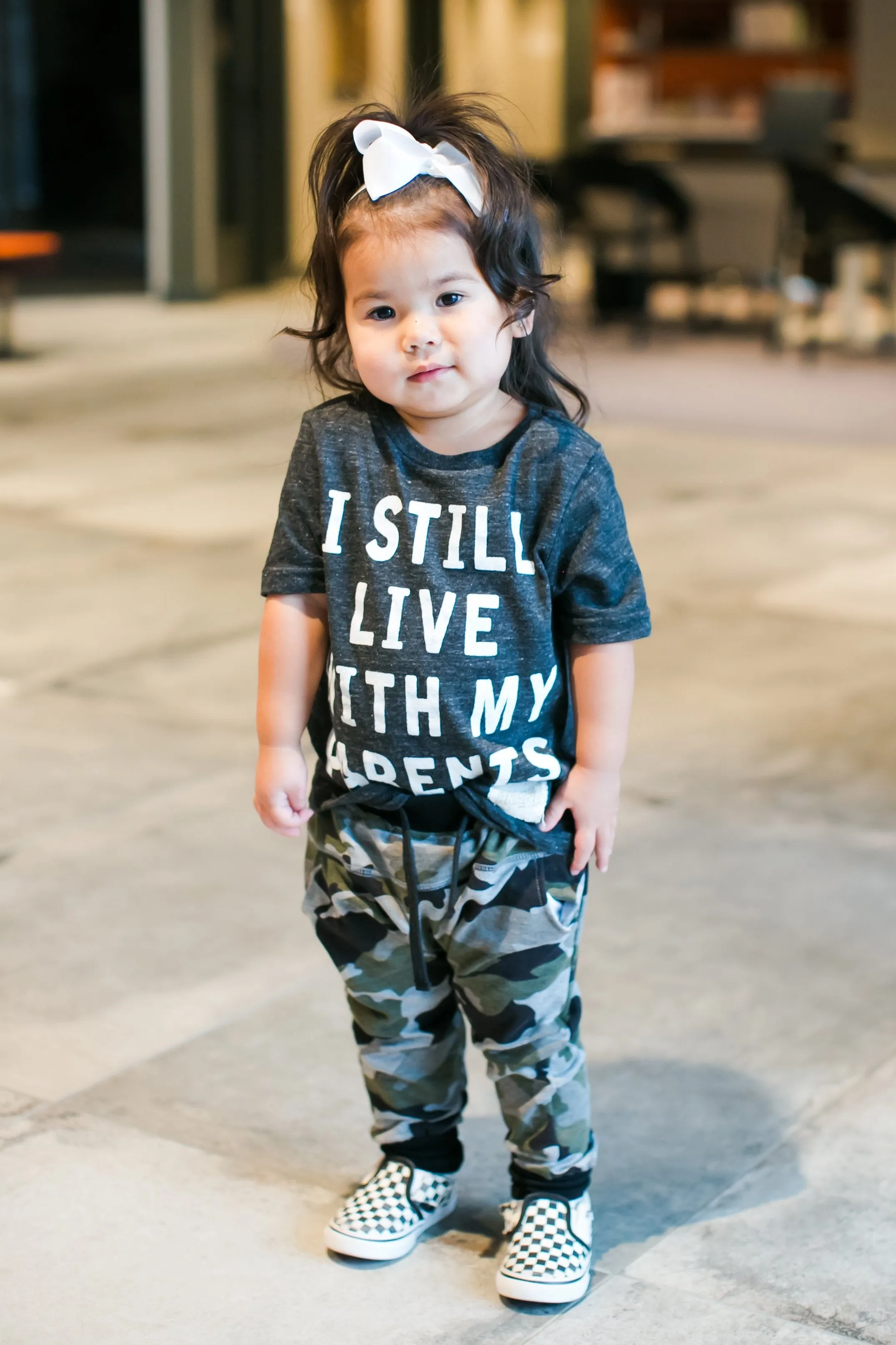 Retro Brand - Kids' I Still Live With My Parents Tee in Charcoal