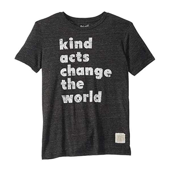 Retro Brand - Kids' Kind Acts Change the World Tee in Charcoal