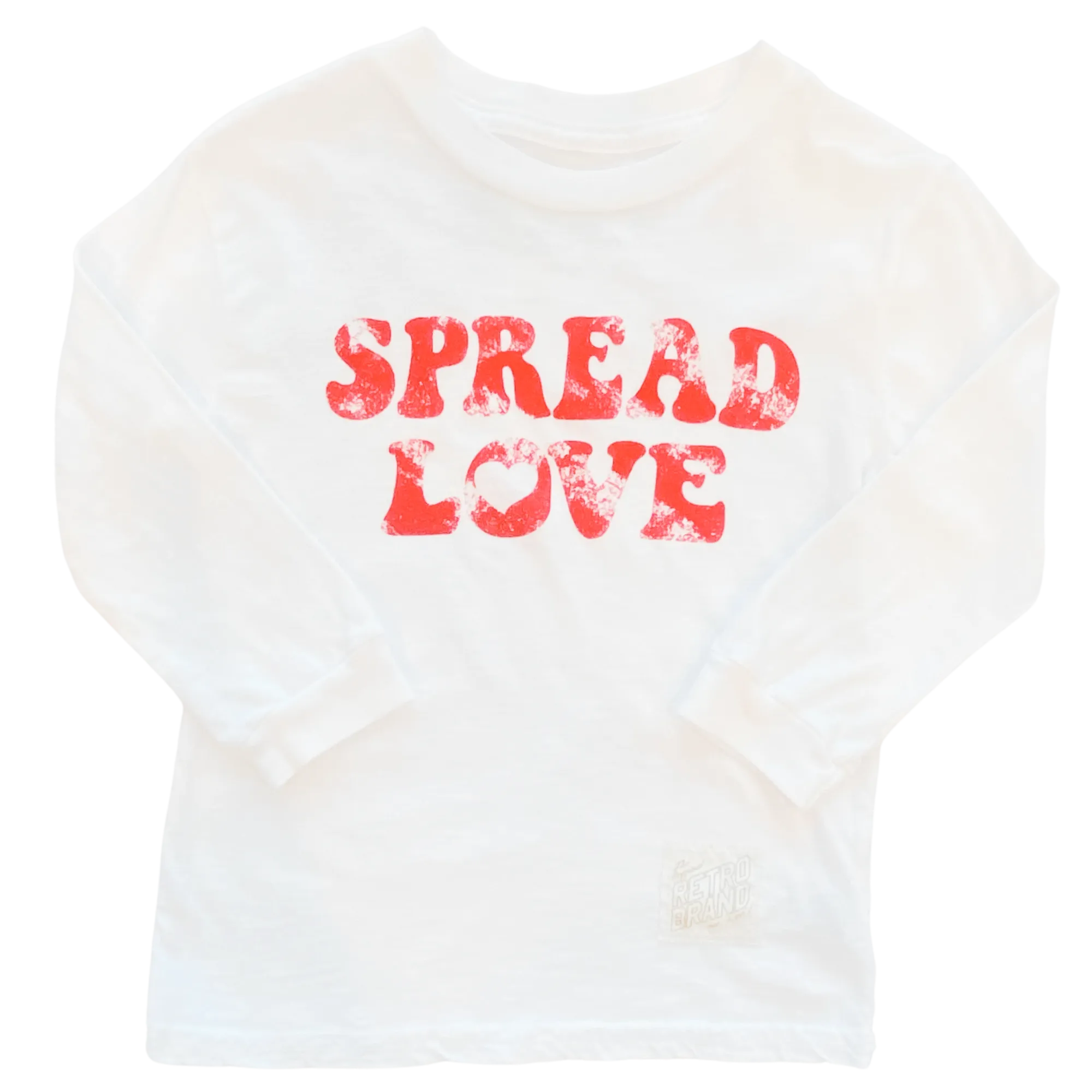 Retro Brand - Spread Love SLIM Long-Sleeve Tee in White