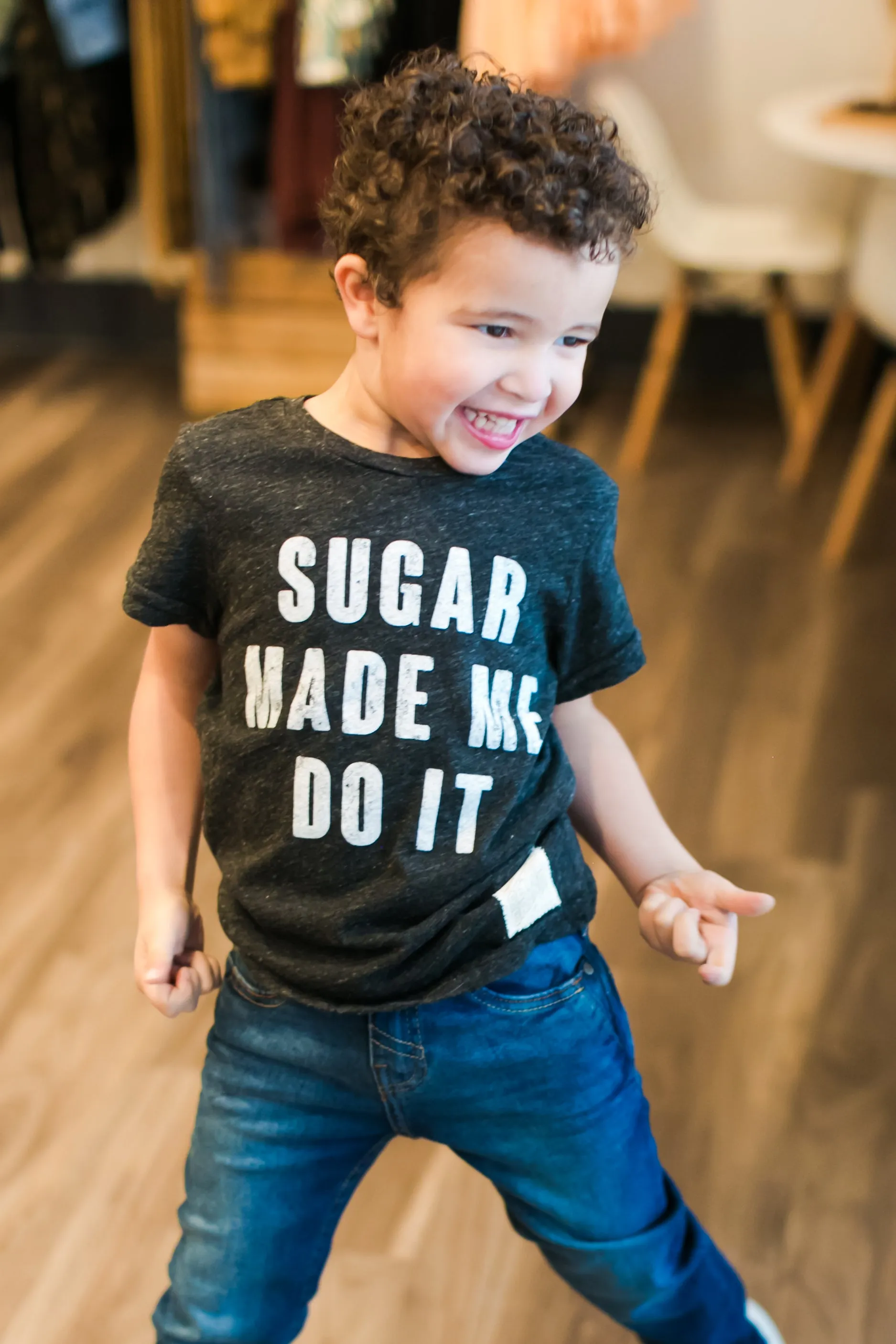 Retro Brand - Sugar Made Me Do It SLIM Tee in Charcoal