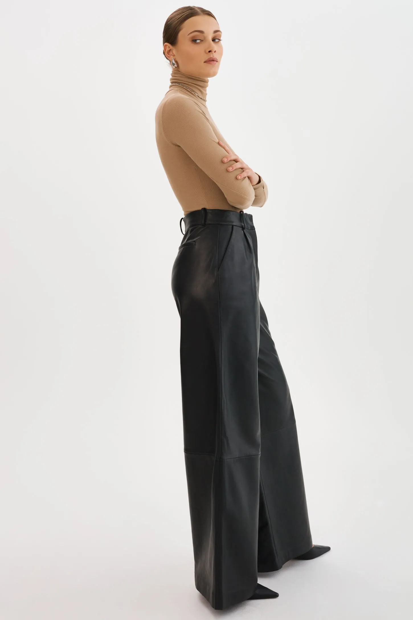 ROSSA | Wide Leg Leather Trousers