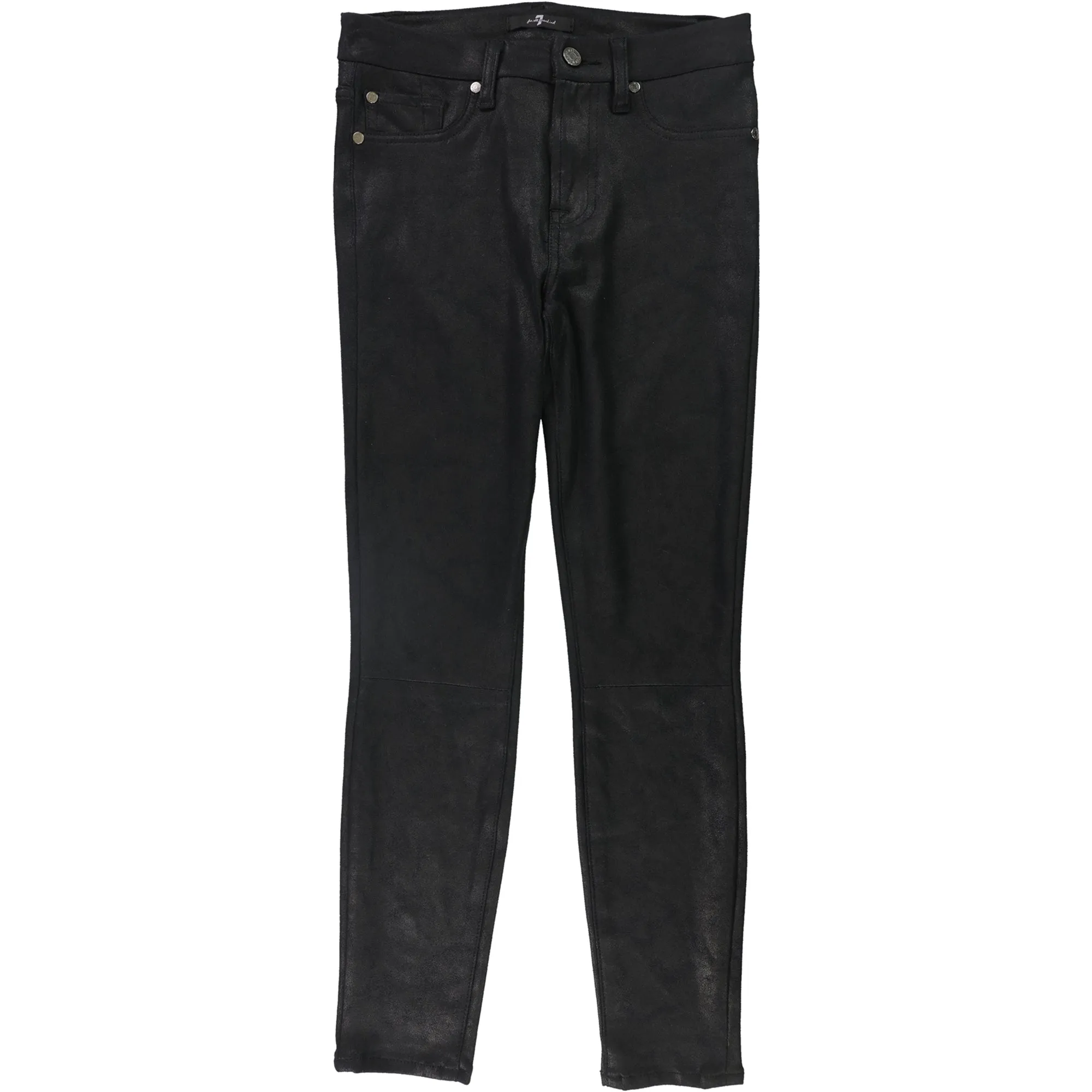 Seven for all Mankind - High Waist Ankle Skinny Faux Leather Jeans in Black