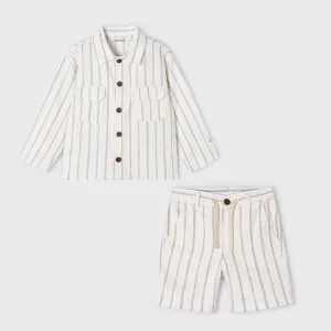 SS24 Mayoral Boys Ivory Striped Shorts Set 3119