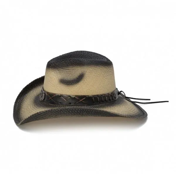 Stampede Women's Straw Cowboy Hat - The Cross and Stone Black Stained