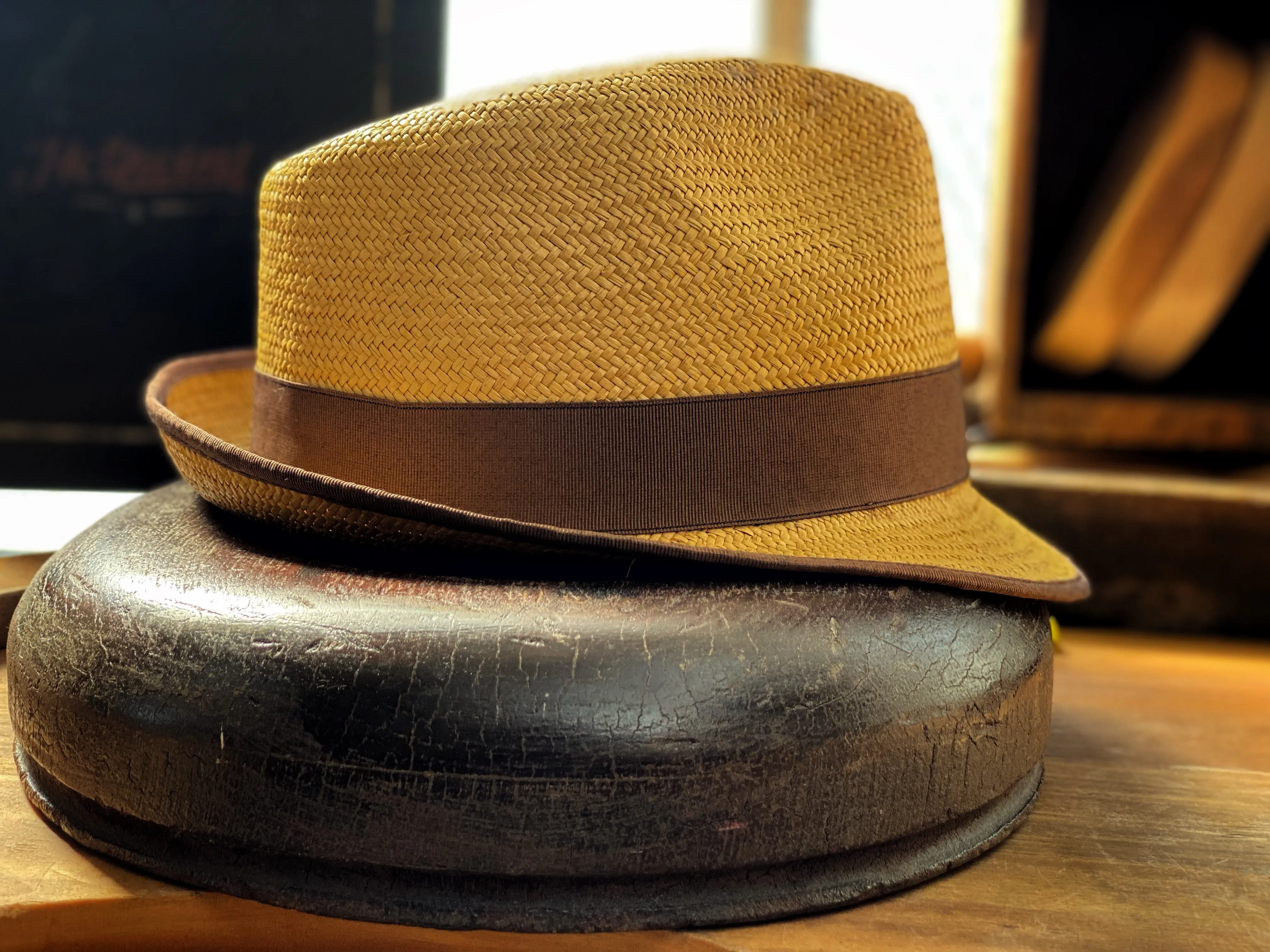 Straw Fedora Stingy Brim with Grossgrain Binding