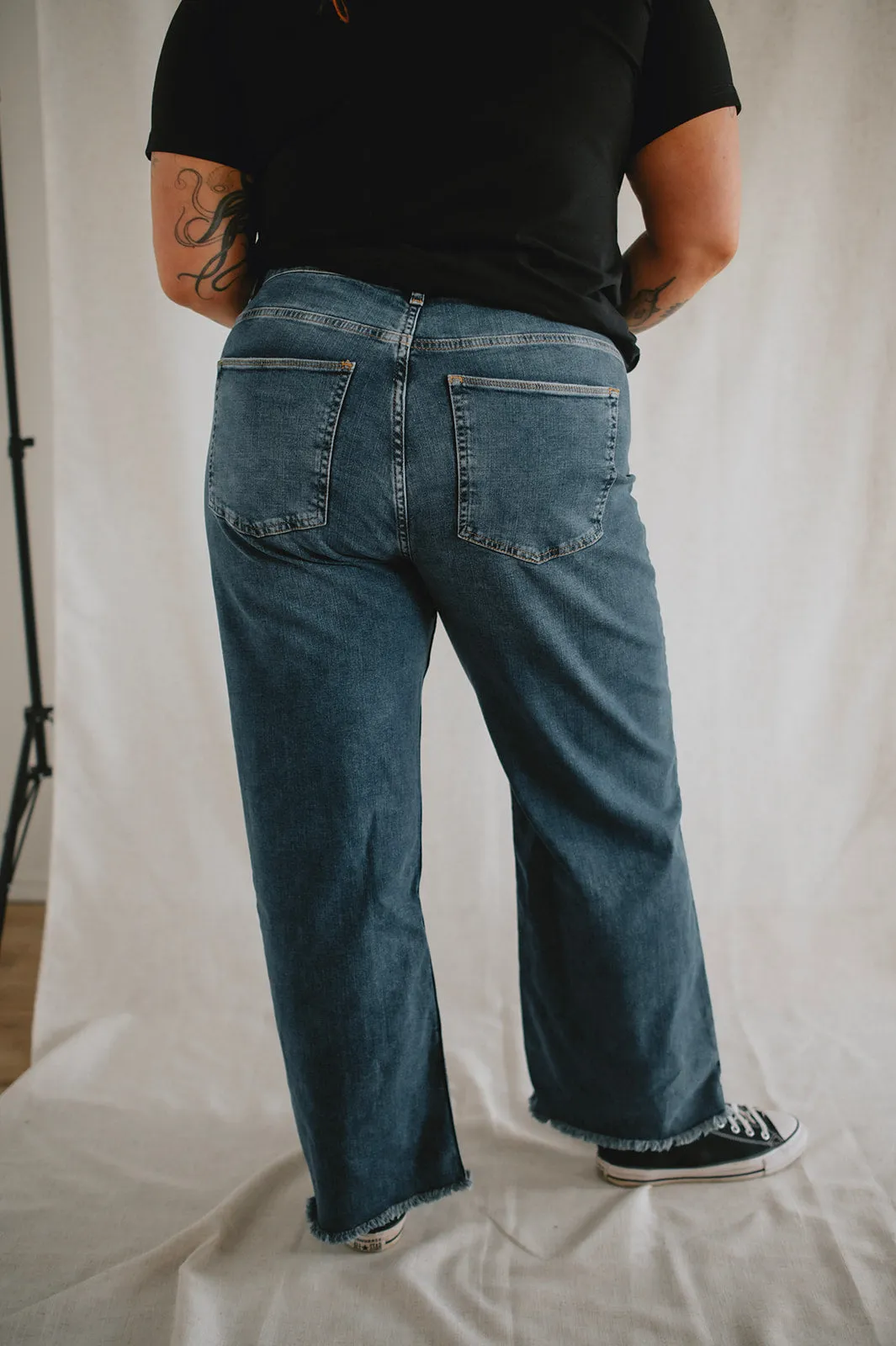 The Milan High Rise Wide Leg Denim by Lola Jeans - Dim Sky - PLUS