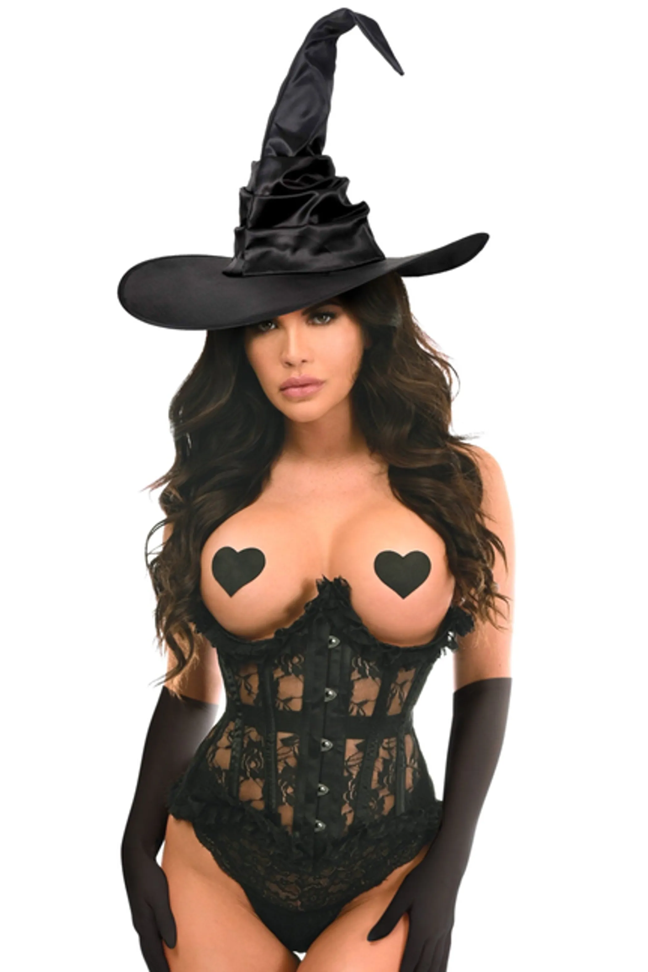 Top Drawer 3 PC Black Lace Witch Corset Costume