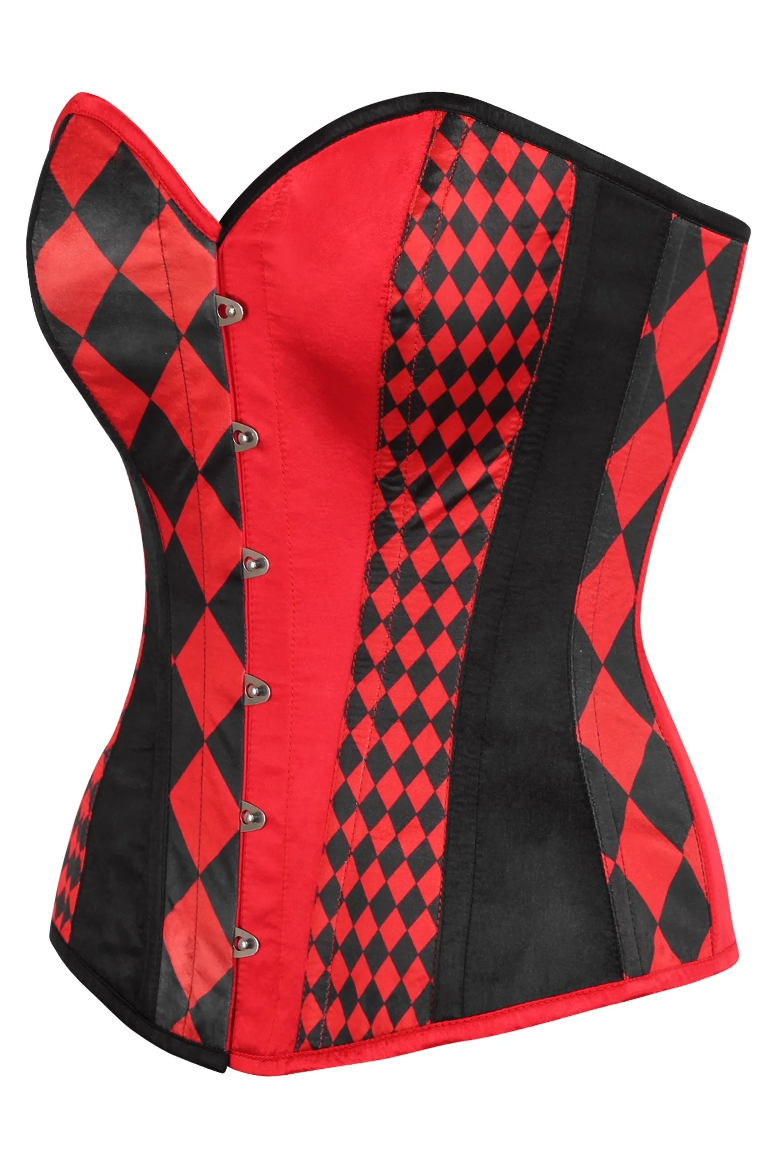 Top Drawer Black/Red Print Steel Boned Corset