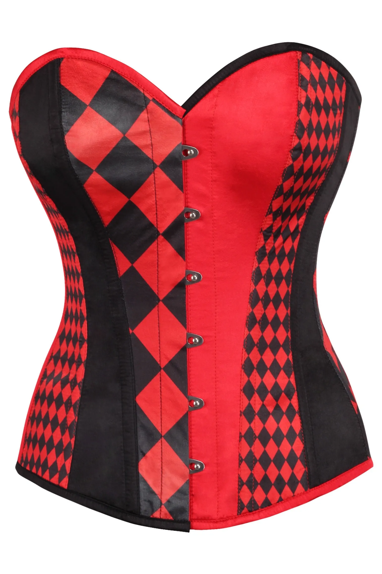 Top Drawer Black/Red Print Steel Boned Corset