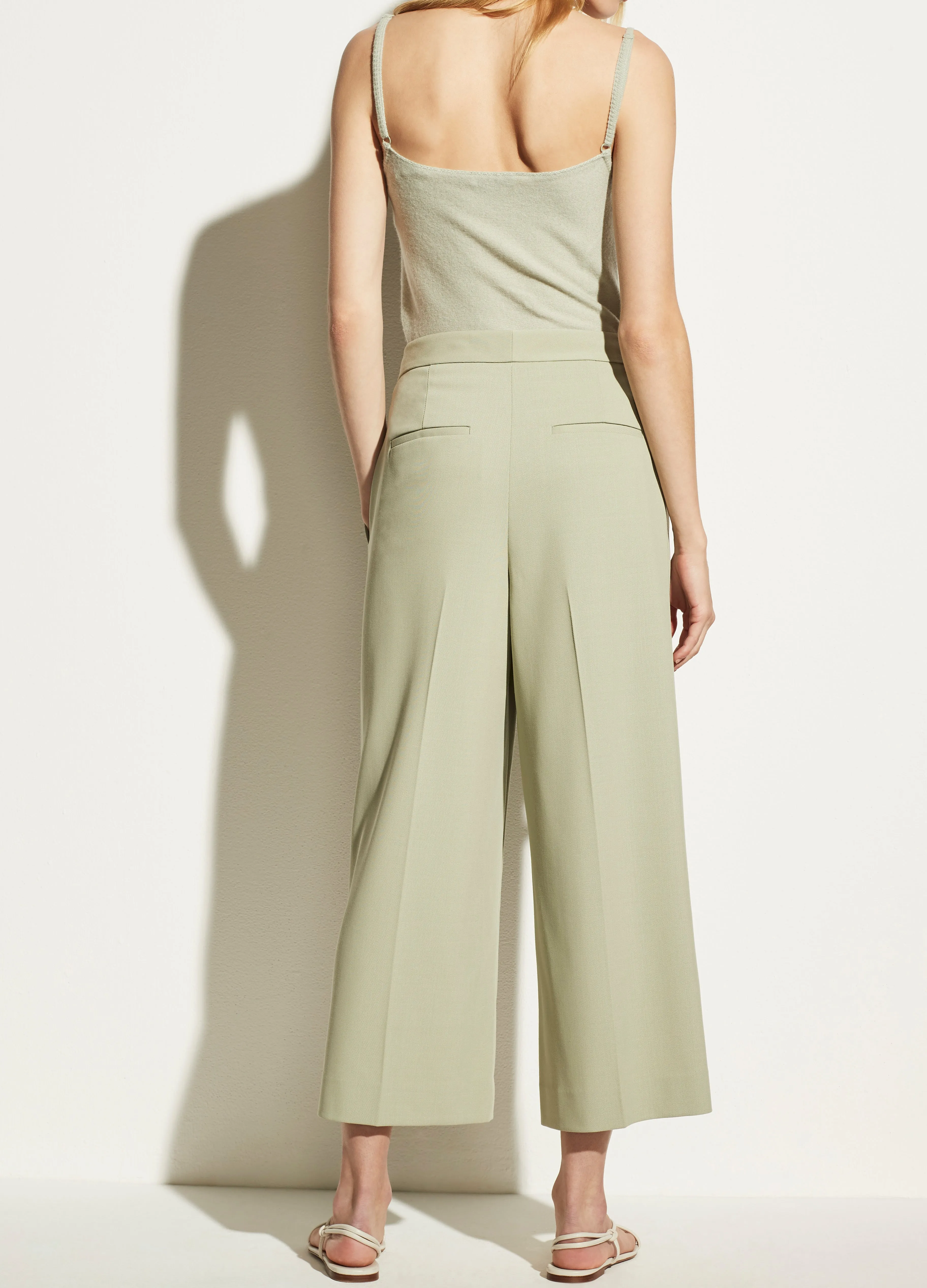 Twill Crop Wide Leg Pant in Celery